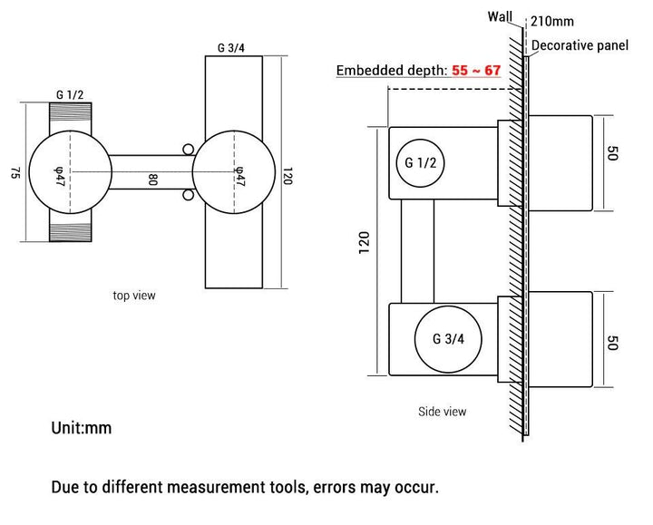 Brushed Gold 10" Inch Round Rain head  Thermostatic Pressure balance 2 way functions shower kit