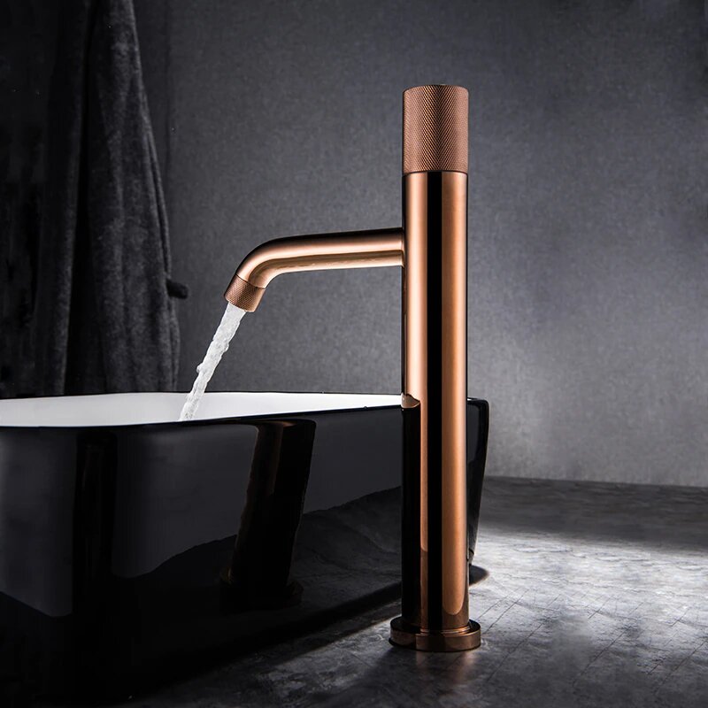 Mayfield-Matte Black and Rose Gold Tall Vessel Sink Faucet