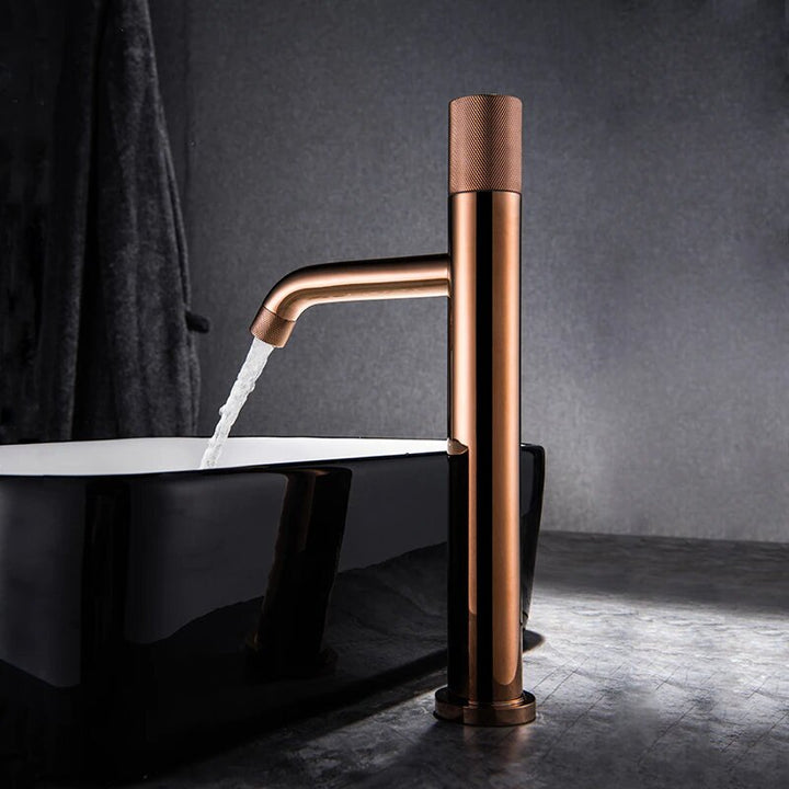 Mayfield-Matte Black and Rose Gold Tall Vessel Sink Faucet