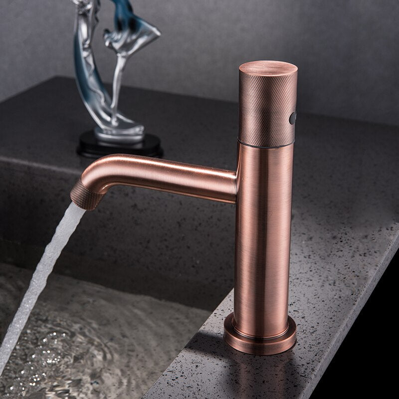 Mayfield-Matte Black and Rose Gold Tall Vessel Sink Faucet