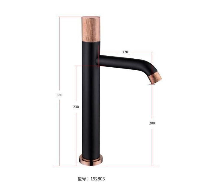 Mayfield-Matte Black and Rose Gold Tall Vessel Sink Faucet