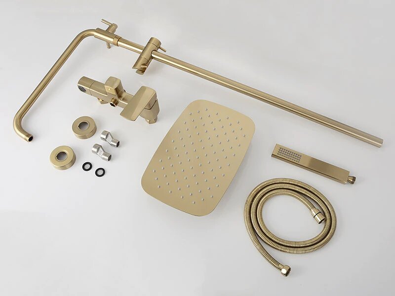 Brushed Gold Modern exposed 2 Way Shower system Kit