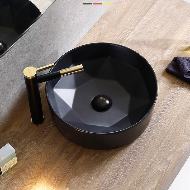 Black+gold Two Tone Color Tall and Short Vessel Single Hole Faucet