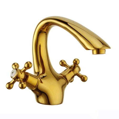 Gold polished brass Victoria single hole bathroom faucet