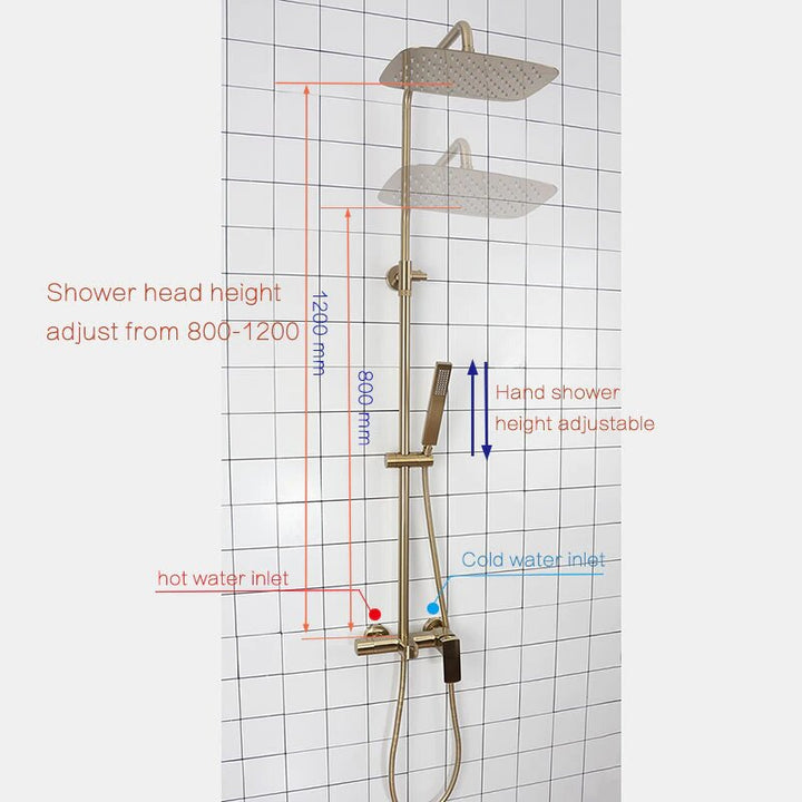 Brushed Gold Modern exposed 2 Way Shower system Kit