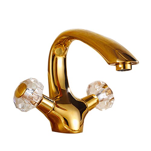 Gold polished brass Victoria single hole bathroom faucet