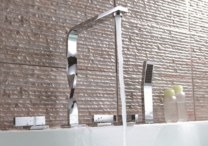 Chrome Deckmounted Twisted Bathtub Filler Faucet