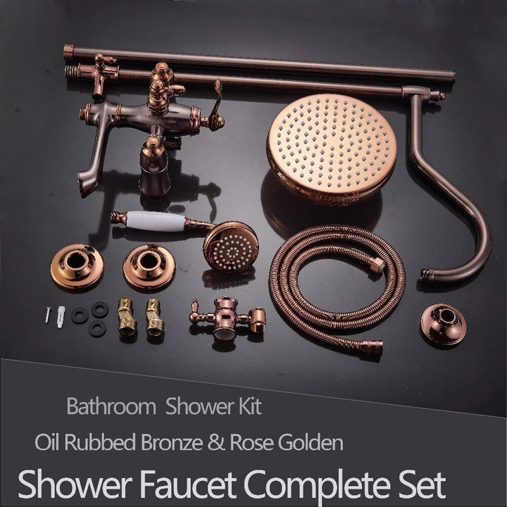 Rose gold polished Victorian Exposed 3 Way Shower System Kit