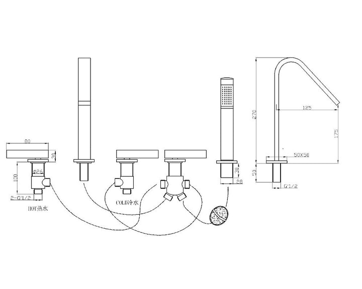 Twisted chrome deckmount bathtub filler faucets kit