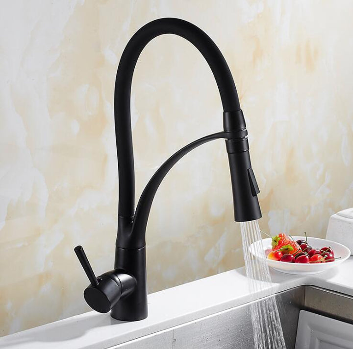 Black dual spray pull out kitchen faucet