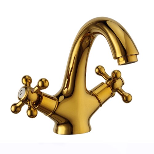 Gold polished brass Victoria single hole bathroom faucet