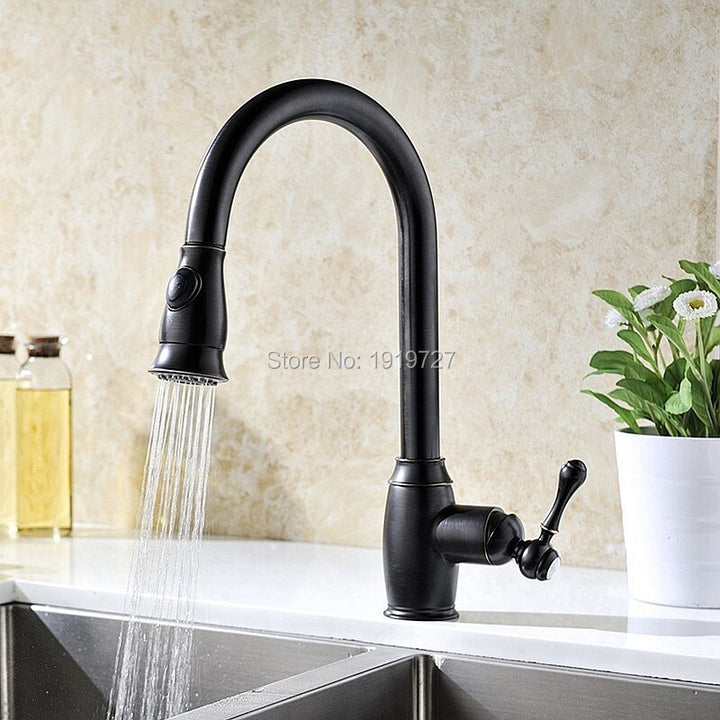 Traditional Victorian Kitchen Faucet with Pull Out Dual Sprayer