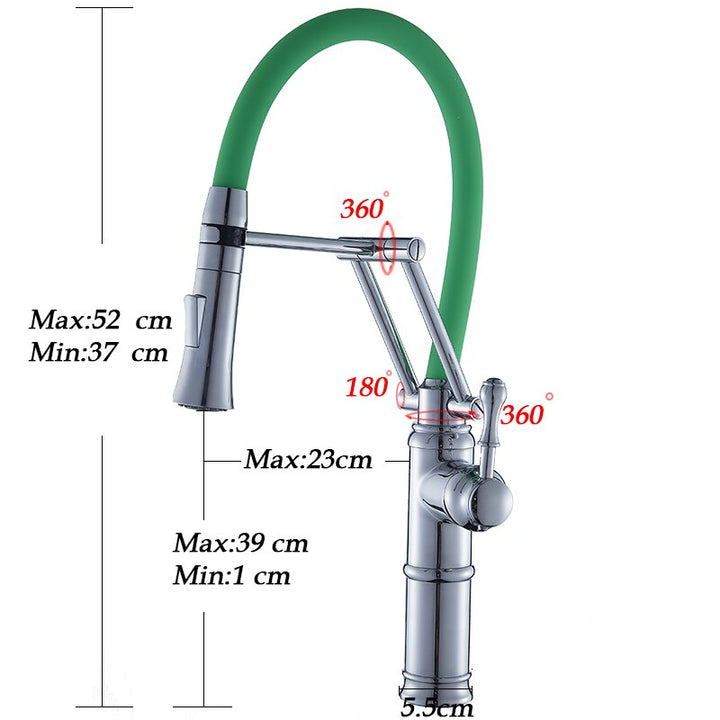 Black-Green  Articulating Kitchen Faucet with hose dual spray