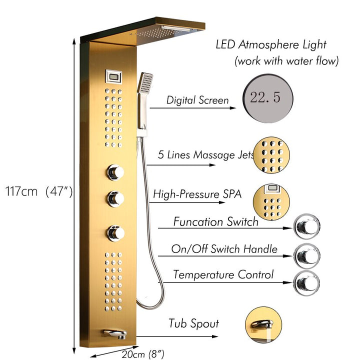 Gold-Black-Rose gold exposed shower panel system spa kit