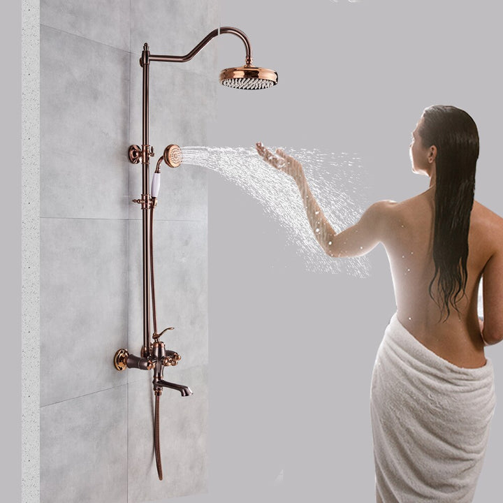 Rose gold polished Victorian Exposed 3 Way Shower System Kit