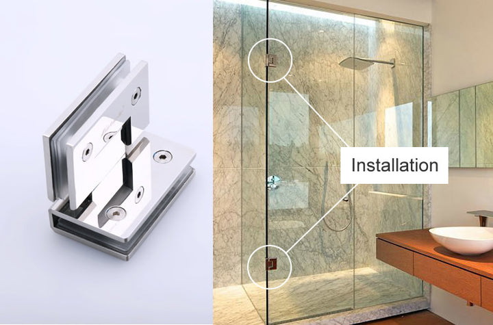 Brushed Gold Shower Glass Door Hinges hardware for 10mm to 12mm tempered glass door