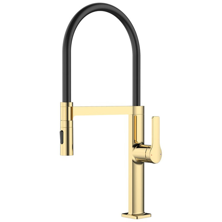 New 2025 design Barolo-Nordic design-Black with brushed gold -black matte-gun grey  tall 21" pull our dual spray kitchen faucet