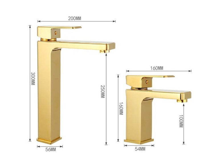 Gold polish - Gold two tone color Tall and short single hole bathroom faucet