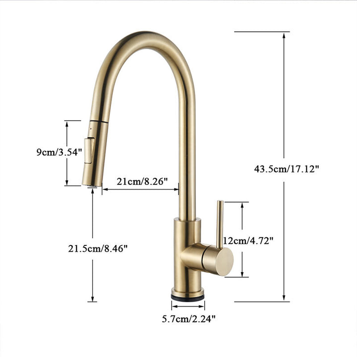 Matte Black - Brushed Gold Touch Less Sensor Kitchen Faucet Pull Out Dual Sprayer Mode