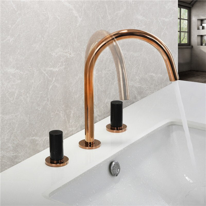 Rose Gold and Black 8" Widespread Bathroom Faucets