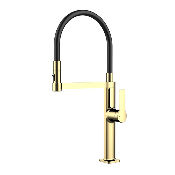 New 2025 design Barolo-Nordic design-Black with brushed gold -black matte-gun grey  tall 21" pull our dual spray kitchen faucet