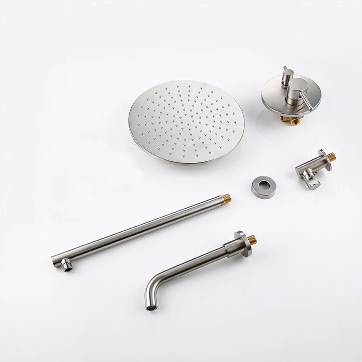 Brushed nickel 8-12 Inch Round rain head 2 and 3 way function shower kit