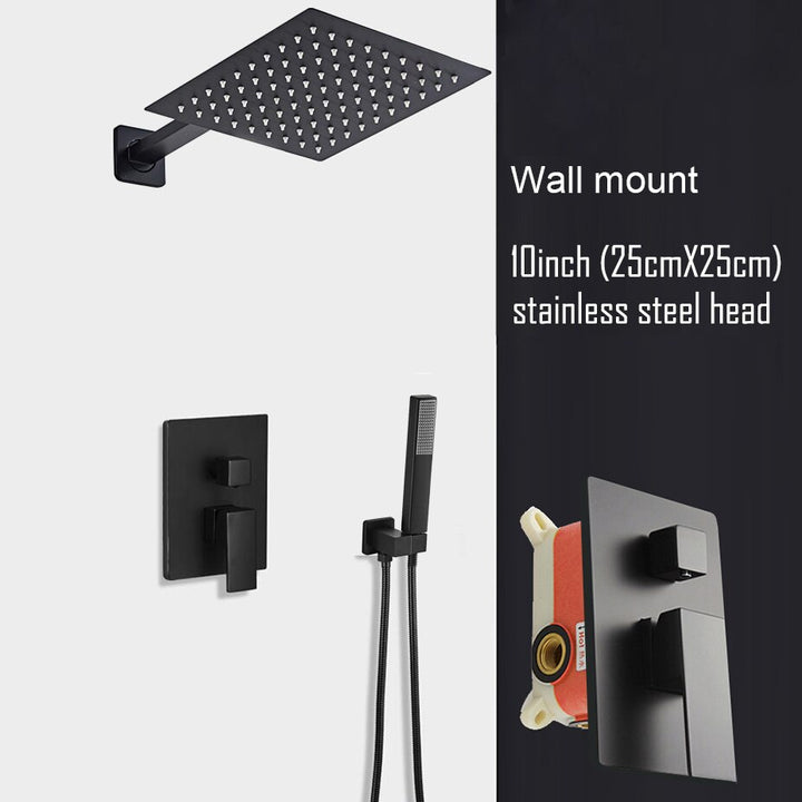 Black matte-Chrome Square 2 way diverter pressure balance shower kit CUPC