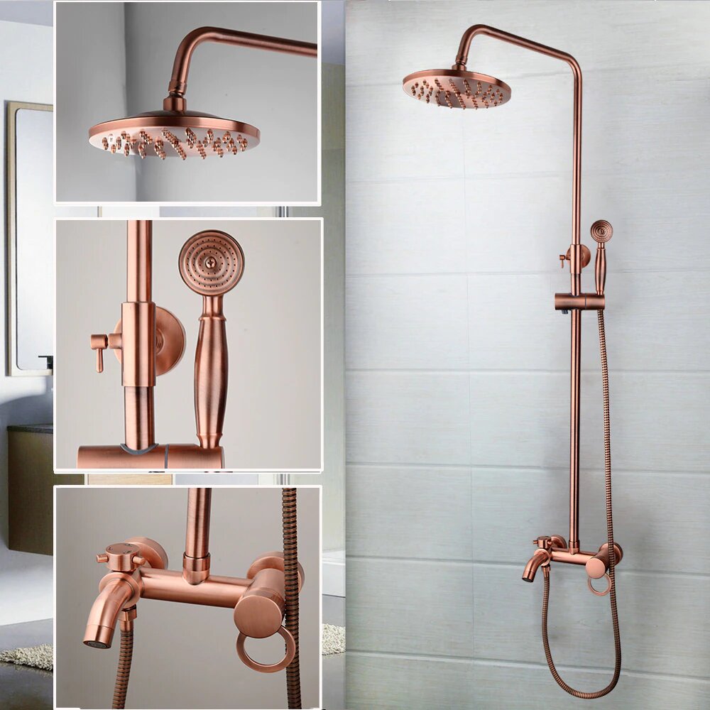 Copper Satin Exposed Shower System 3 way function