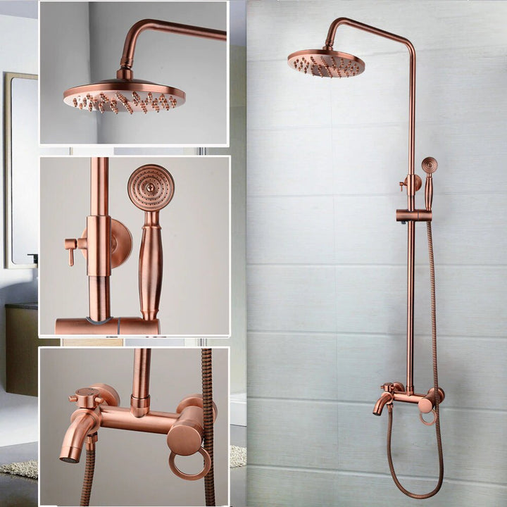 Copper Satin Exposed Shower System 3 way function