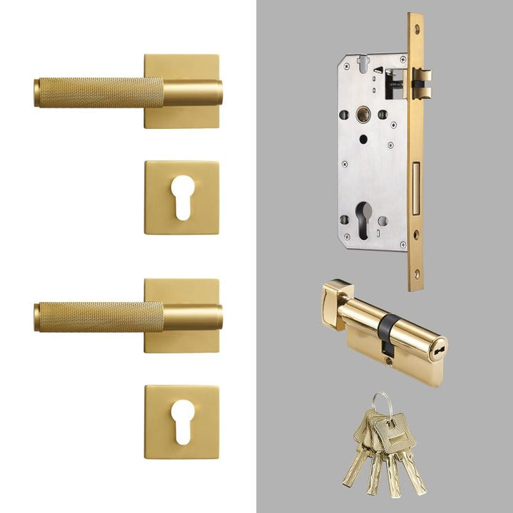 Brushed Gold Modern Interior Door Passage Lock Set