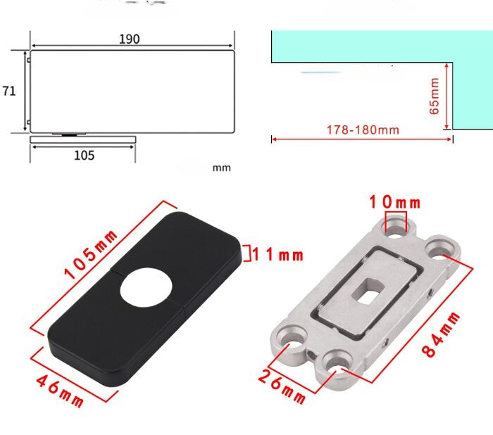 Heavy duty Industrial 360 Degree Soft Close Glass Door Hinges 80-110 KG 1 set