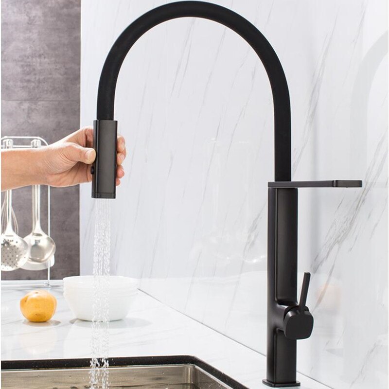 Cordoba-New Italian Design -Black-Chrome Swivel and Magnetic Dual Spray Pull Out Kitchen Faucet