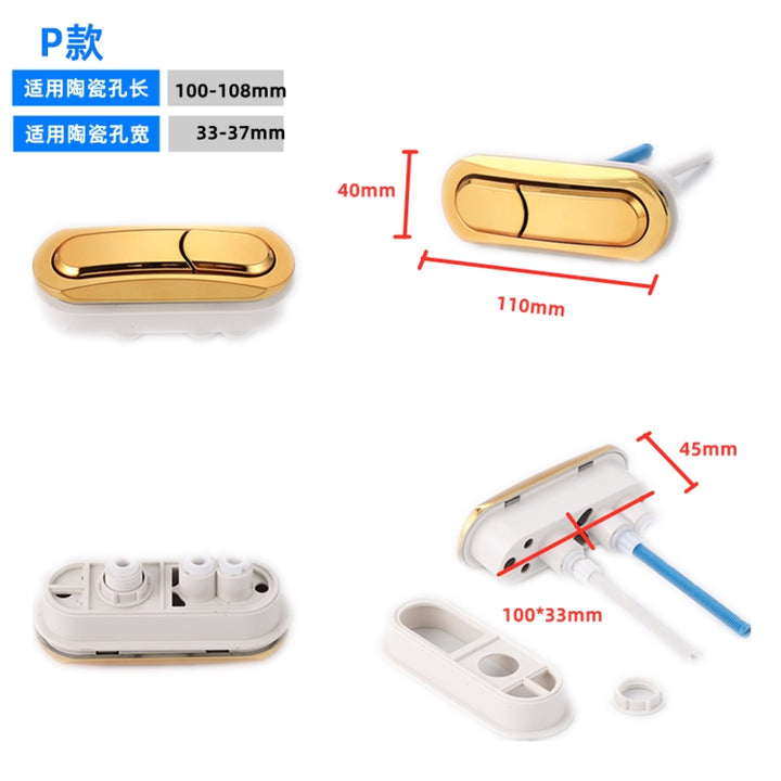 Dual Flush Toilet Tank Button 58mm/48mm/38mm gold Round