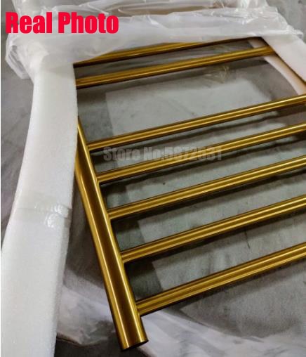 Brushed Gold Electric Hardwire Bathroom Towel Rail Warmer 24"X 42"