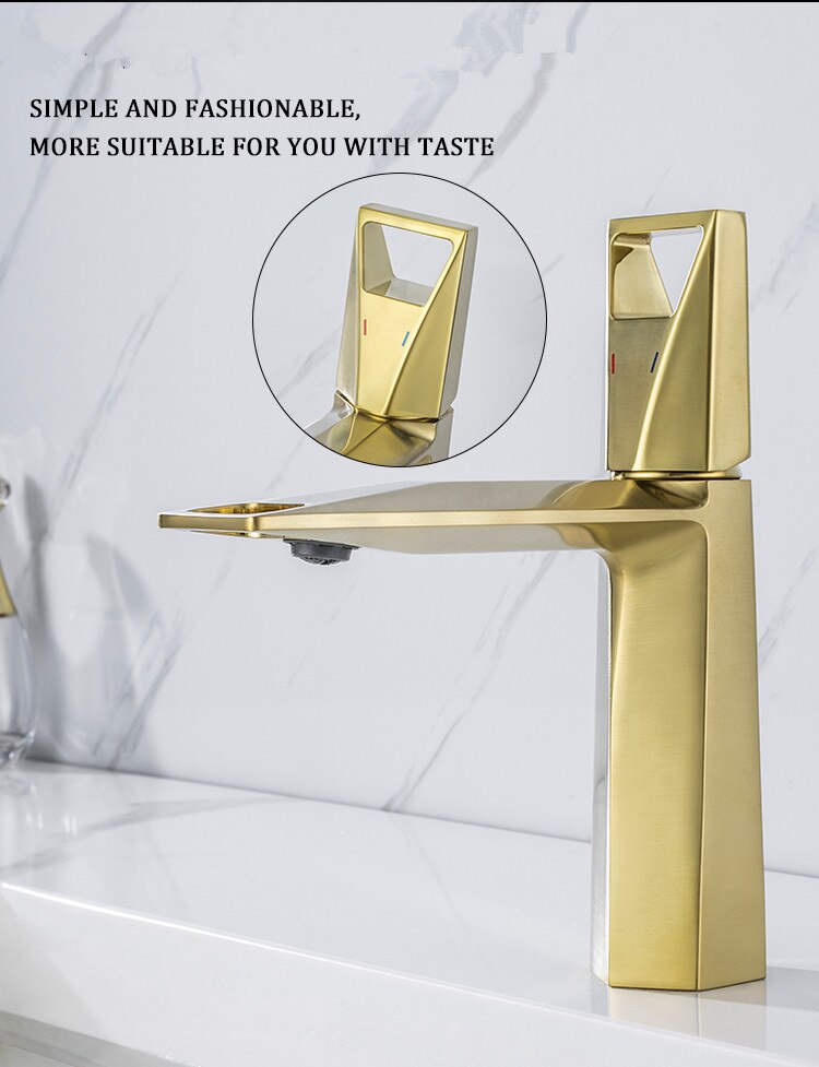 Giovanni-modern brushed gold single hole bathroom faucet