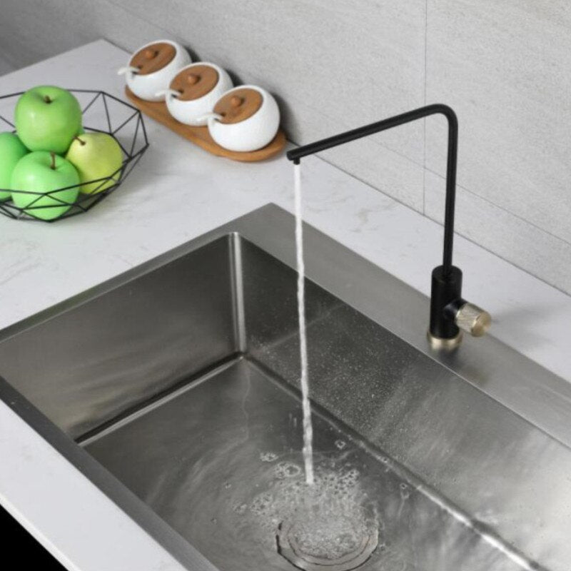 Black with brushed gold tone reverse osmosis water filter faucet