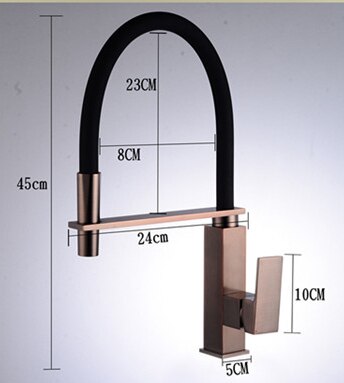 Navajo-Bronze Copper Base with Black Hose Nine Model Kitchen Faucet