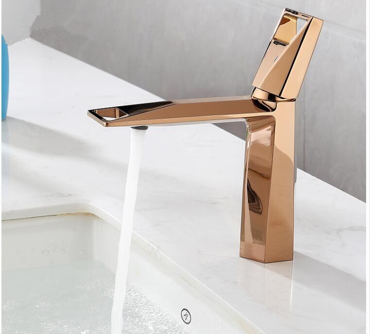 Giovanni-modern brushed gold single hole bathroom faucet