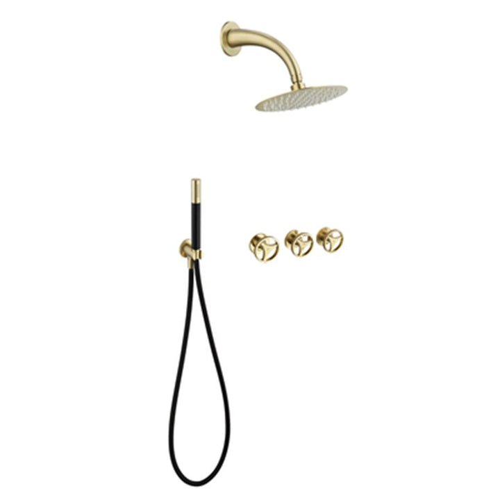 Bergen-Nordic Industrial design brushed gold 3 seperate volume control pressure balance 2 way shower kit