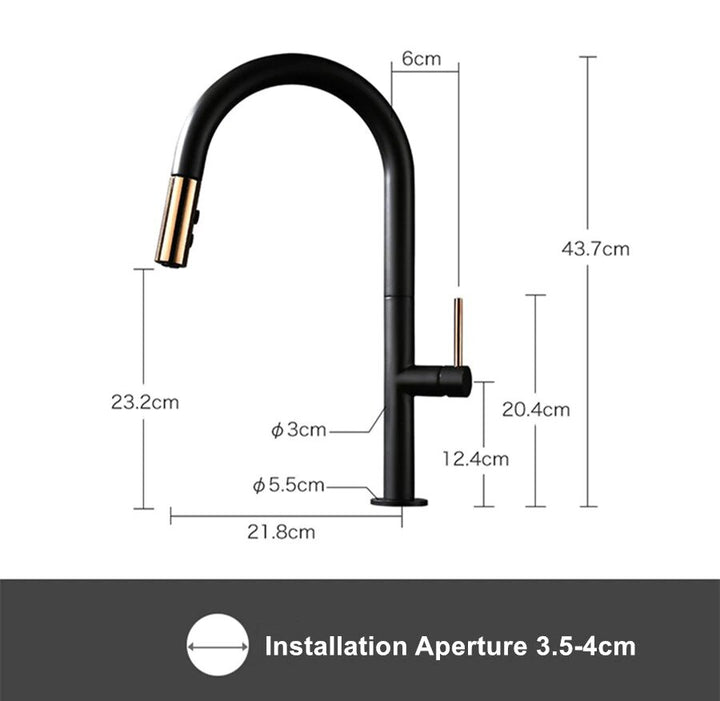 Black with rose gold polished smart touchless pull out dual sprayer kitchen faucet