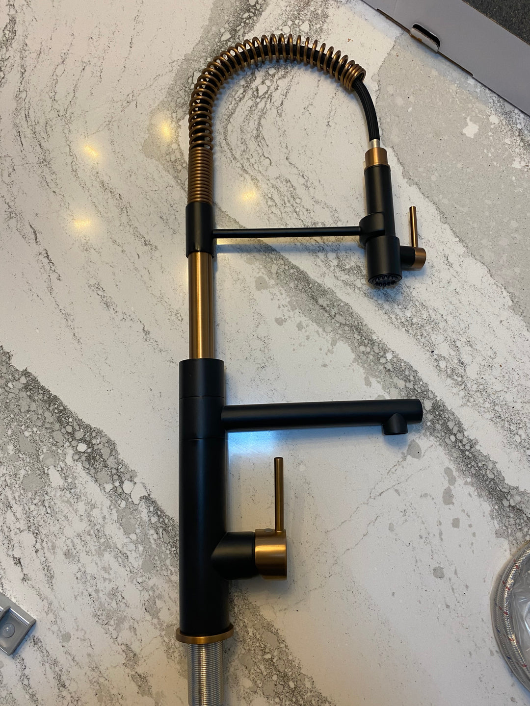 Black with Brushed Rose Gold Chef Proffesional Pot Filler and Dual Magnetic Pull Out Sprayer Kitchen Faucet