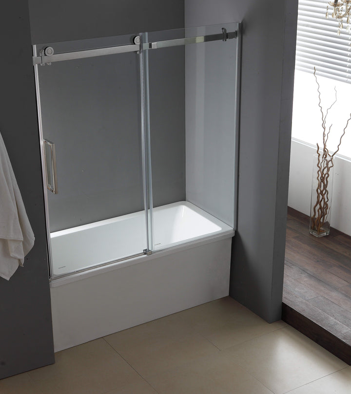 Chrome Bathtub SS04 frameless sliding shower tempered glass door 10mm size 60" X 60" Inches