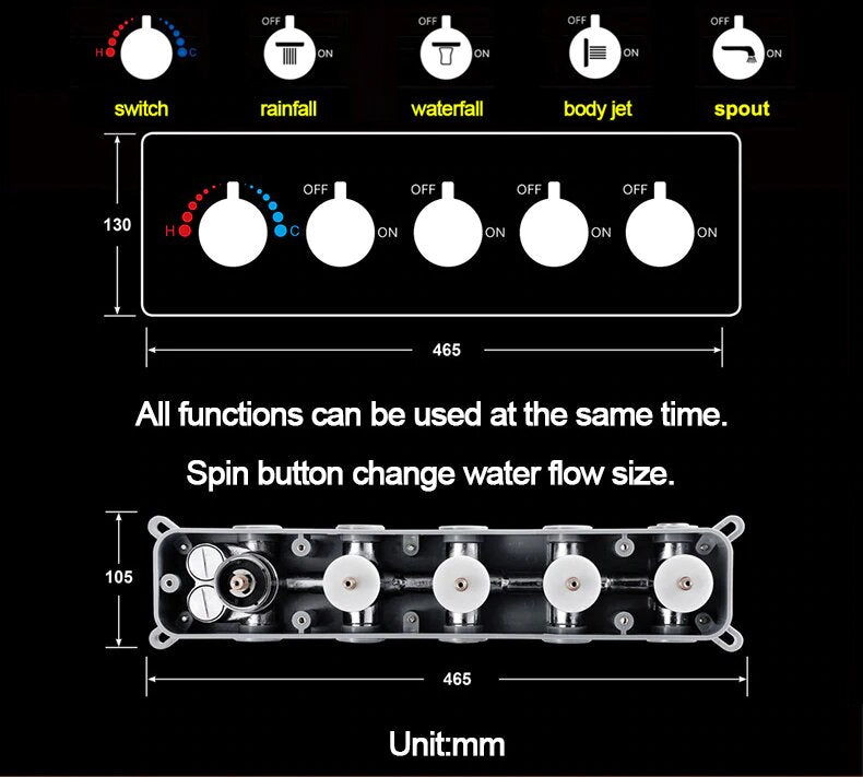 Gold Polished brass-Smart LCD Touch Control Display Shower Spa System