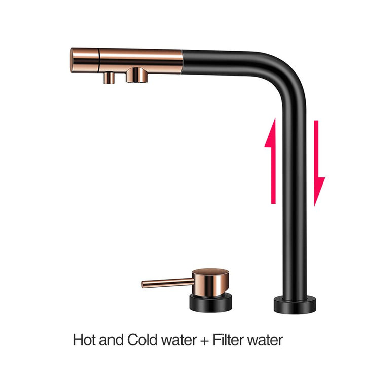 Nordic Design kitchen faucet, water filter and pull out spray