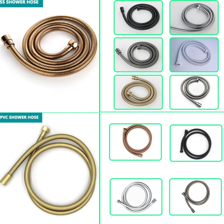 Matt Black/Chrome/BrushedGold/GoldPolished/Rose Gold/Metal Grey 1.5M -60 Inches Metal Steel Shower Hose 1/2 G