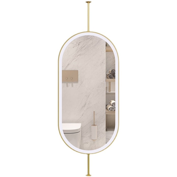 Custom-Brushed gold-ceiling Mount Bathroom LED Mirror