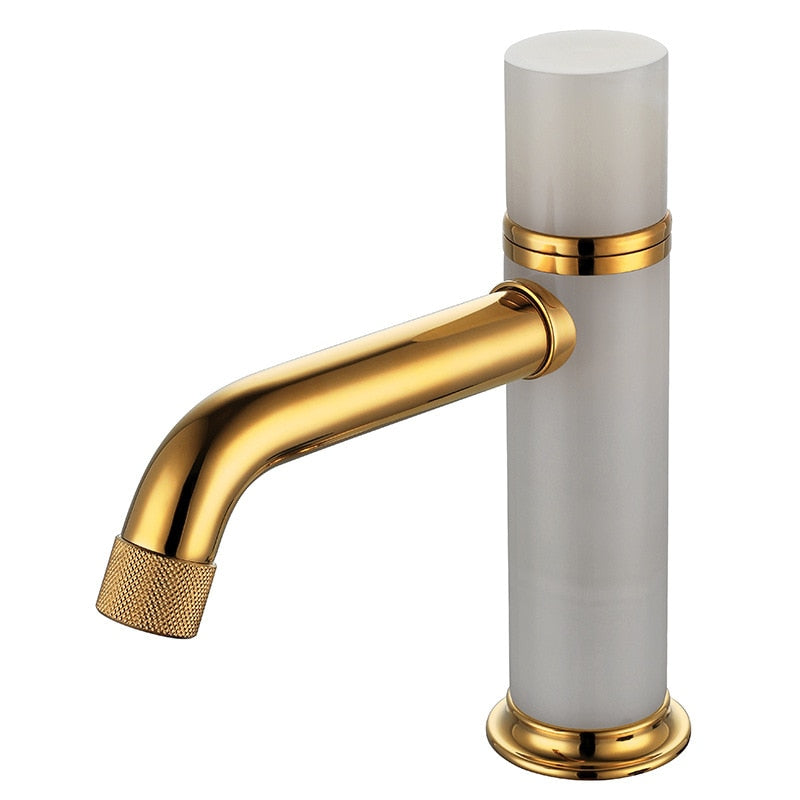 Jade stone single hole bathroom faucet