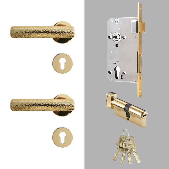 Nordic Gold Polished Round Interior door lock set