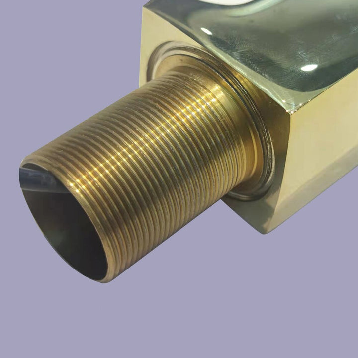 Gold polish square commercial sensor bathroom single hole faucet