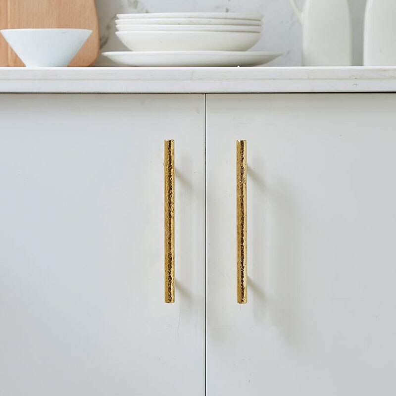 Nordic Gold Polished Round Hammered Cabinet Door Handles and Knobs